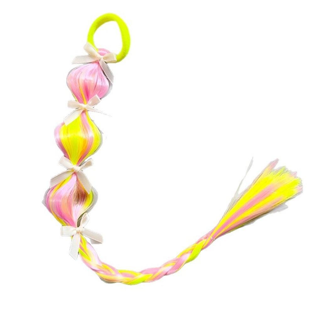 2Pcs Colorful Lantern Gourd Twist Bubble Braids Synthetic Girls Bow Wig Hairbands  Daily