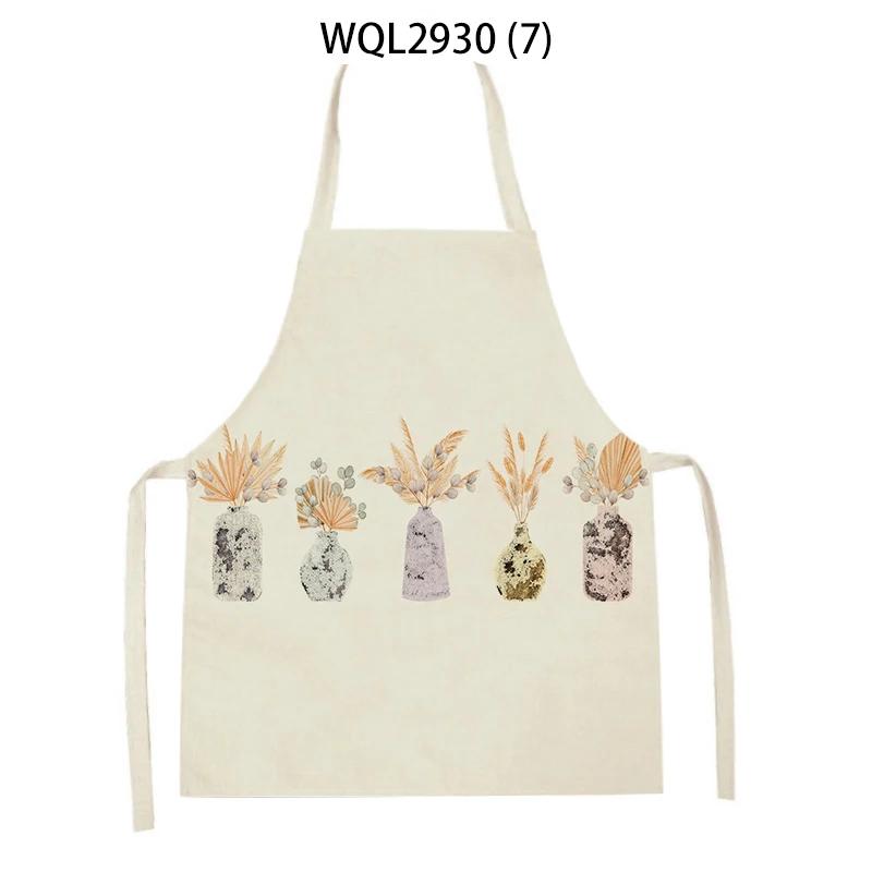 Cleaning Supplies Flower Plants Pattern Kitchen Aprons Sleeveless Linen Aprons Home Cooking Baking Accessories Antifouling Apron