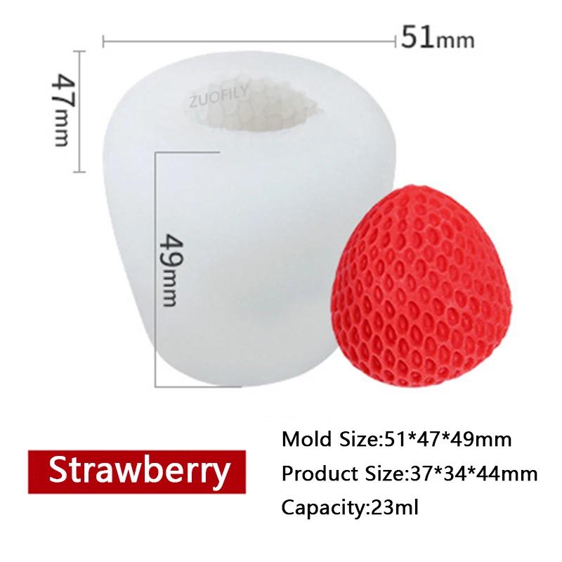 

3D Strawberry Fruit Candle Mold DIY Aromatherapy Handmade Soy Wax Mould Kitchen Tools Cake Soap Silicone Mold Candle Mould земляничный