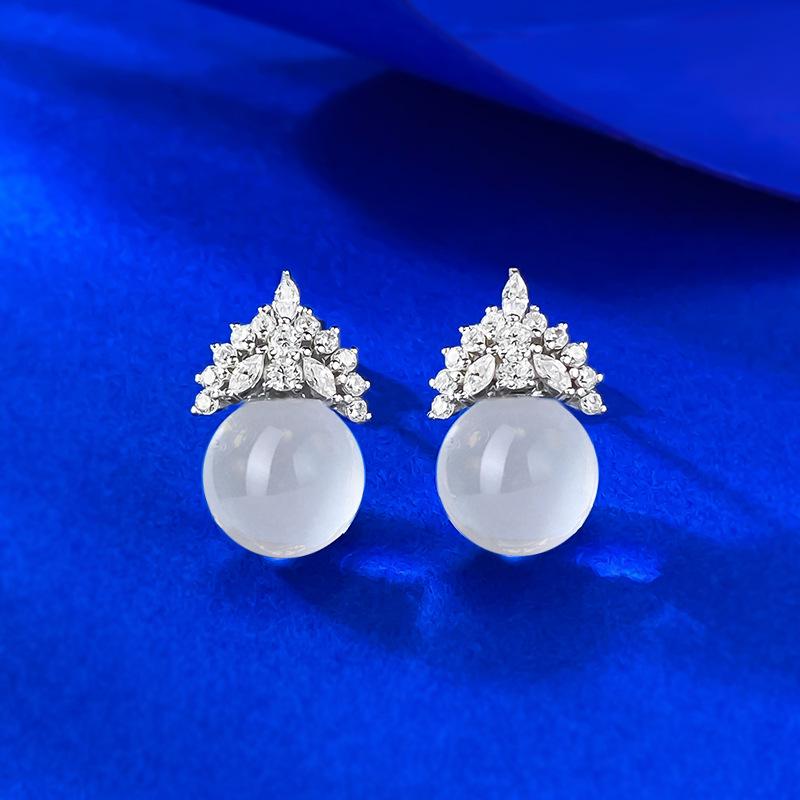 

Zhuozhifan S925 Стерлинговое серебро Серьги-пусеты с кристаллами и бриллиантами «Ледяная королева» 925 Silver