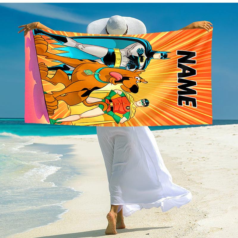 Personalized customized proof beach towel with Scooby-Doo pattern - soft, absorbent,quick-drying,perfect swimming,camping&bathing