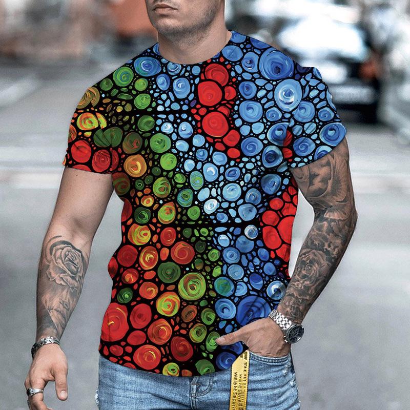 Summer Men T-Shirt Round Collar Short Sleeve Shirt Tee Top