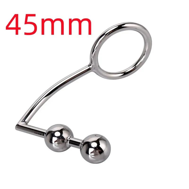 Penishakenring aus Edelstahl, Penis-Bondage, Einzelkugel-Plug, Analhaken-Dilatator, BDSM-Bondage, Keuschheitsschloss, Gay-Sexspielzeug