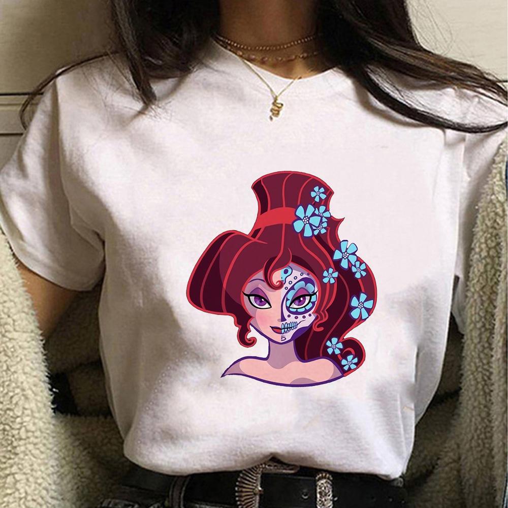 Disney Cartoon Villain Princess Graphic T Shirts Streetwear Y2k Women T-shirts Summer Tops Harajuku Ladies T Shirt White Blouses
