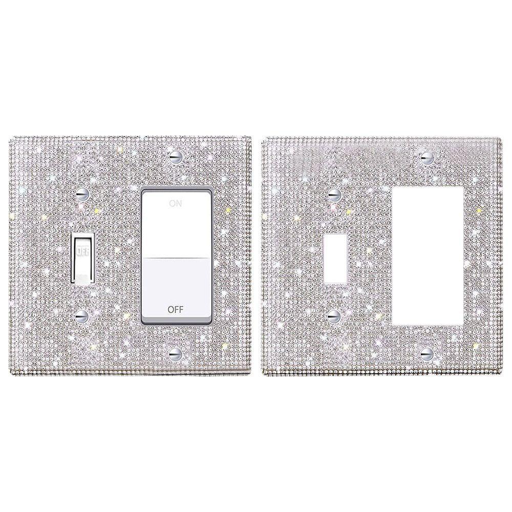 Switch Panel Sticker Rhinestones Socket Frame Wall Plate Cover Bling Plug Outlet Glitter Crystal Home Decoration Living Room