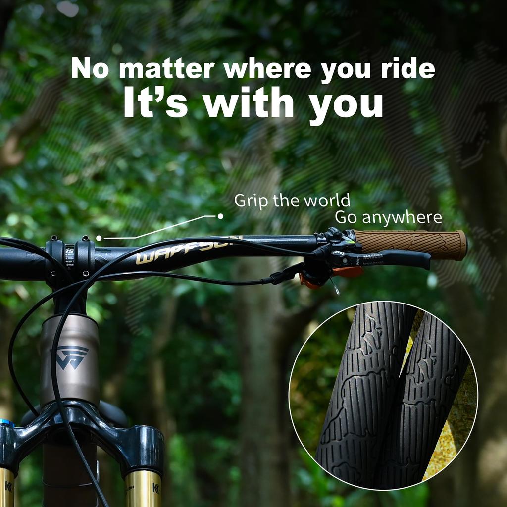 WFS World Map MTB Grips Single Clamp Ergonomic Mountain Bike Handlebar Grips Comfortable Vibration Damping for and Downhill Blue Lock-On – Non-Slip –