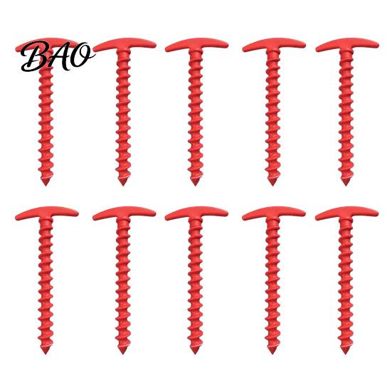 Tent Pegs Set 10Pcs Plastic Screw-in Stake, Heavy Duty T-shaped Canopy Peg, Stakes Windproof Spiral Ground Stake for Outdoor Camping Hiking Garden