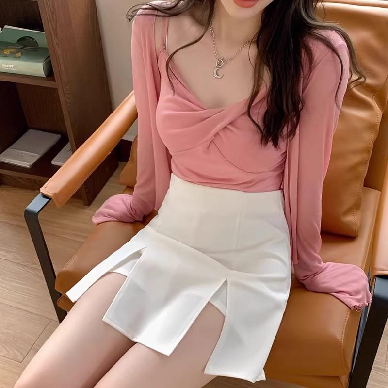 

Женские брюки-юбка А-силуэта с разрезом, с высокой посадкой, облегающие бедра - Сексуальный повседневный осенний стиль 3XL белый