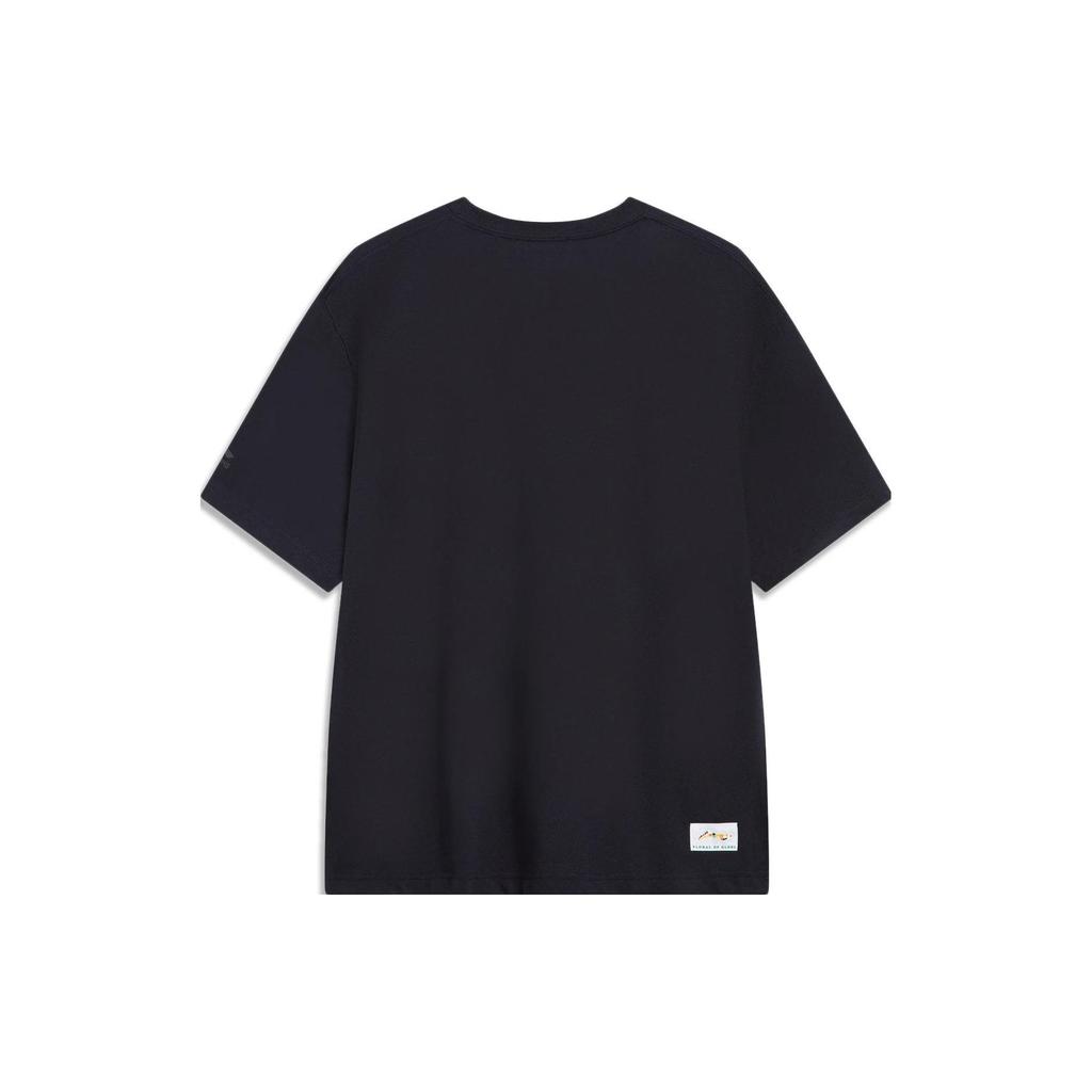 Li-Ning Sports Trend Series Letter Print T-Shirt Men Tops Black AHST459-4