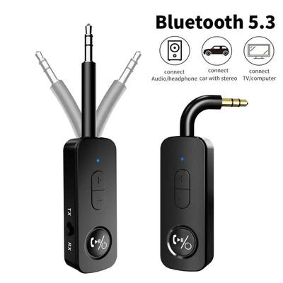 Bluetooth 5.3 Audio Receiver Transmitter 3,5 MM AUX Hifi Stereo Musik Wireless Adapter mit Mikrofon für PC TV Auto Lautsprecher Kopfhörer