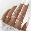 6Pcs/Set Boho Irregular Geometry Engraving Metal Ring Set for Women Gold Color Jewelry Set Elegant Party Gift
