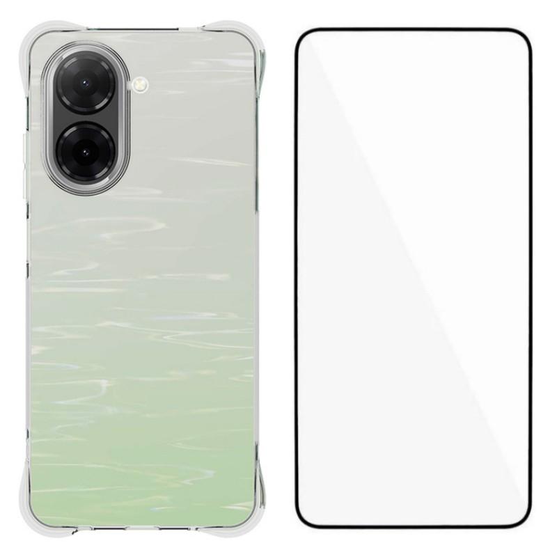 

Для Xiaomi Redmi A5 NFC (173.45*79.35*8.45мм) Чохол WANLONFENG серії WL 2.0 мм TPU чохол для телефону із захисною плівкою із загартованого скла Transparent