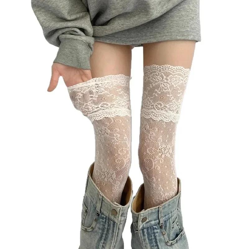 

Кружевные гольфы до колена Lolita Высокие гольфы Сладкие длинные носки Белая окантовка Длинные носки до половины ноги Винтажный JK стиль Женские чулки 72cm approx белый