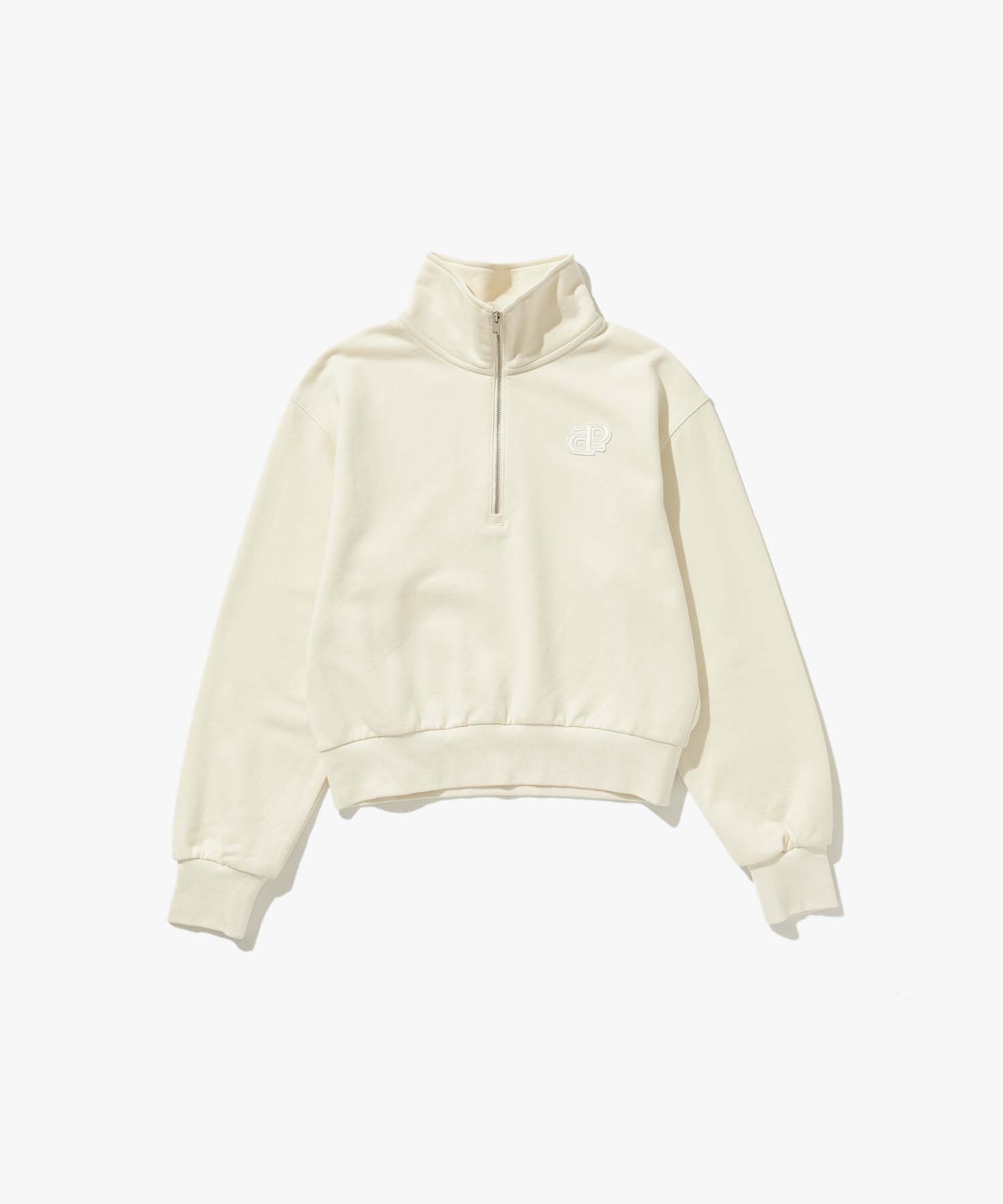 Plack Woman Half Zip Sweatshirt Ivory O/S/Free