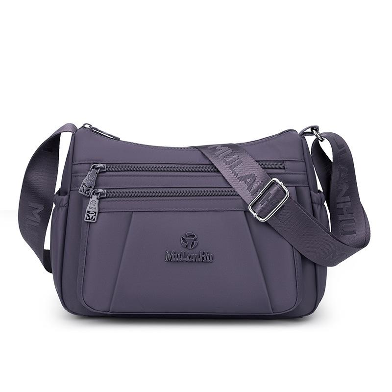 Leichte Nylon-Crossbody-Tasche mit mehreren Reißverschlussfächern, verstellbarer breiter Riemen, lässige Umhängetasche für Damen für den täglichen Gebrauch