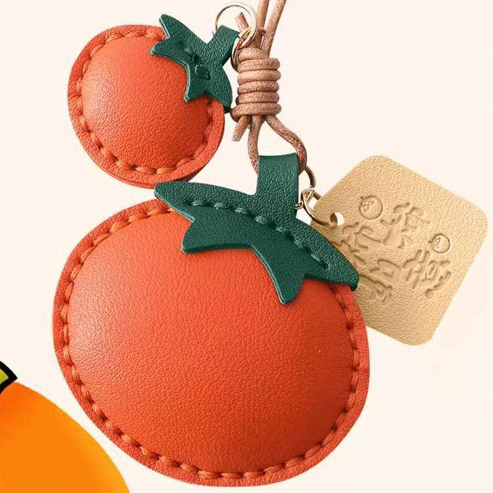 Cute Persimmon Keychain Funny Design Creative Key Ring Creative Leather Bag Pendant  Woman