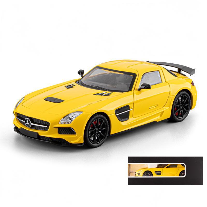 1/24 Benz SLS Amg Super Sports Car Alloy Diecast Model Metal Car Sound & Light Pull Back Collection Hobby Decorations Birthday