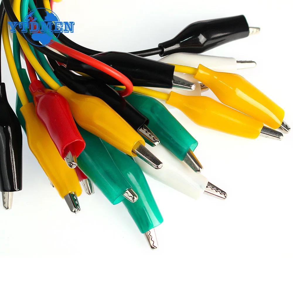 1Set/10pcs Alligator Clips Electrical Test Leads Clip 35mm 5 Colors X2pcs Double-ended Crocodile Power Clip Kit DIY