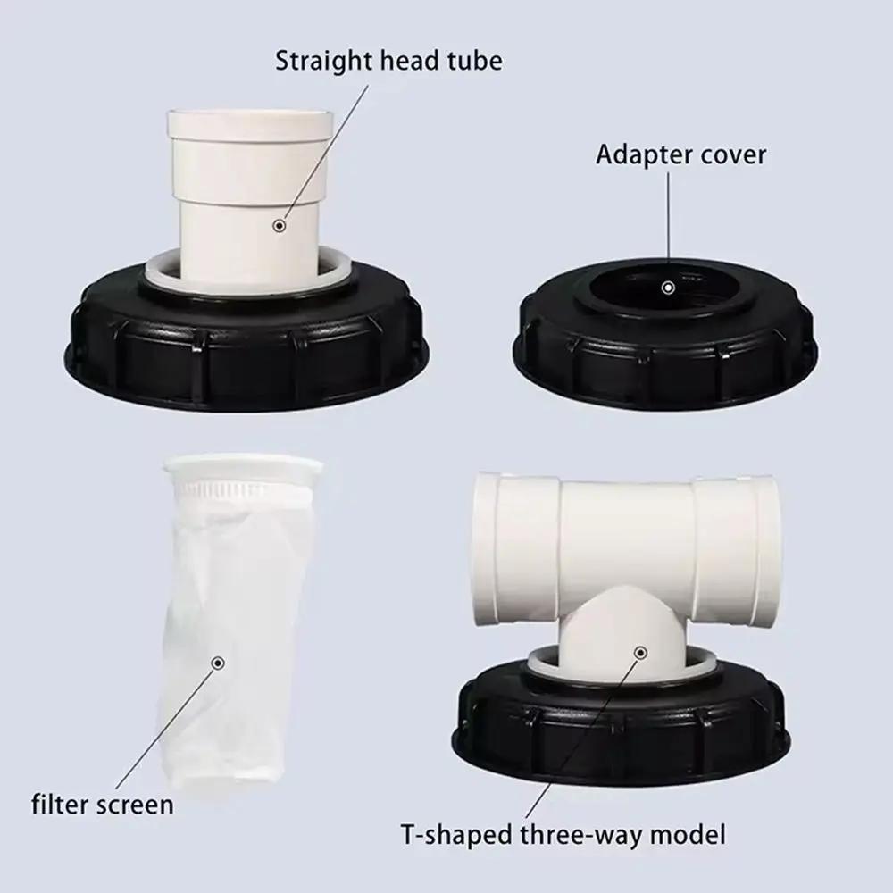 163mm IBC Ton Drum Fittings Plastic Cap T-shaped/Straight Head/Elbow/Vertical with Filter Screw Rainwater Filter Cover Washable