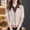 Autumn and winter new knitted sweater loose outer lapel fake two sweater women bottoming shirt top women
