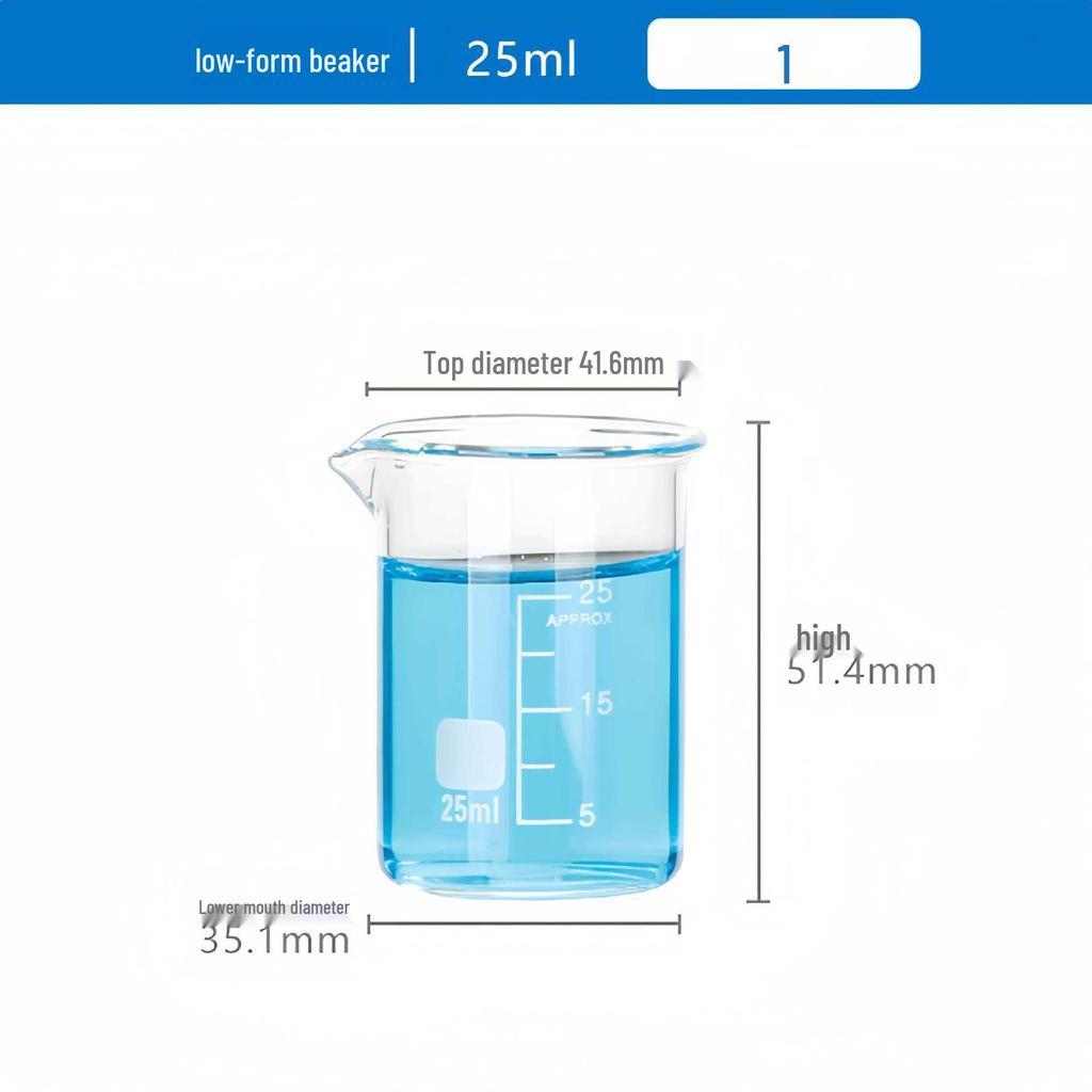 Pahar de laborator gradat din sticlă borosilicată de înaltă calitate, rezistent la căldură, disponibil în mărimi de 5/50/100/250/1000/2000ml
