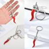 Stylish Chili Pepper Keychain Versatile Chili Horn Keyring Ornament Fashionable Bag Decoration Oil Droplet Detail Decor
