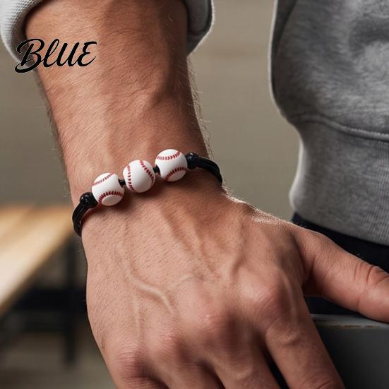 Black Cord Sports Bracelet 4 Pcs Balls Braided Rope Bracelets Adjustable String Bracelet Handmade Woven Team Jewelry Gifts for Men Women Simple