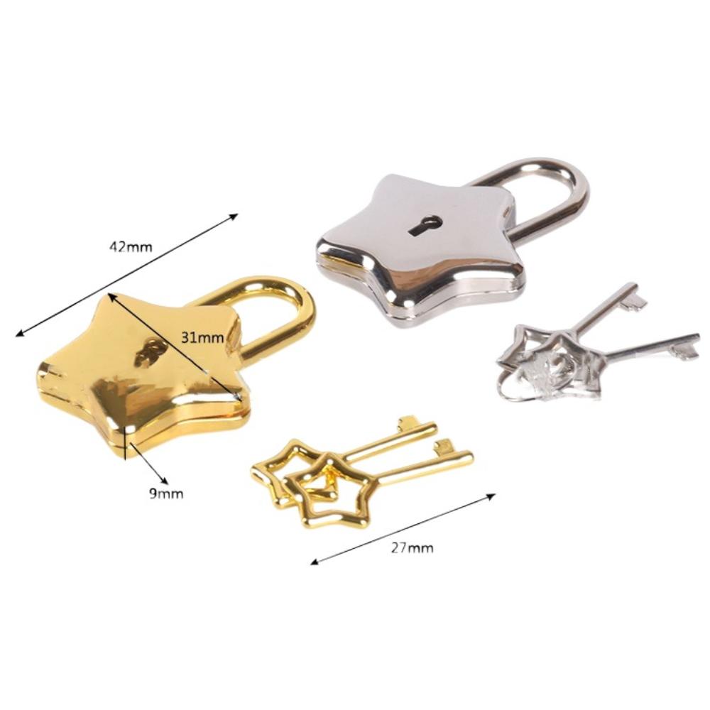 Star Key Vintage Style LOCK Silvery Notebook Padlock Mini Star Shape Padlock Luggage