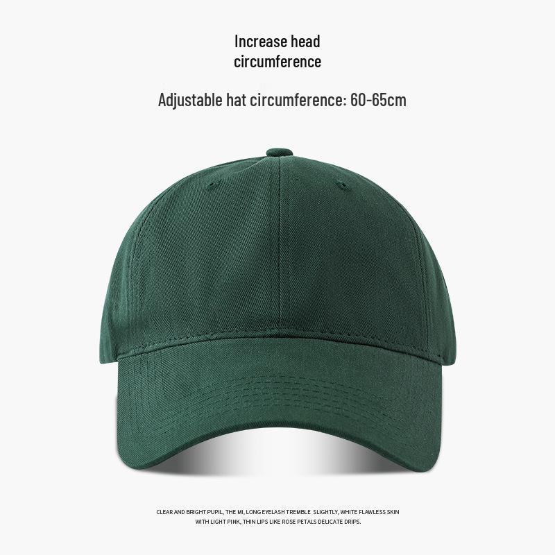 "65cm Unisex Solid Color Baseball Cap with Soft Top, Deepened and Widened Brim for a Slimmer Face Look."