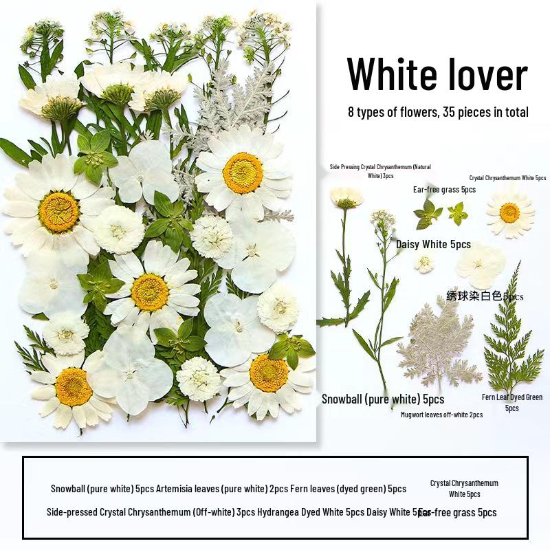 DIY Handmade Dried Flower Embossed Wall Clock with Wood Grain Border