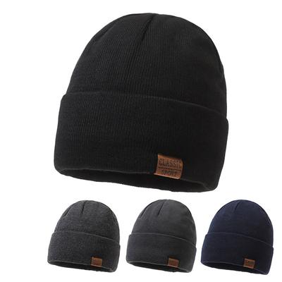 Czapka dziergana Męska Jesienno-Zimowa Ciepła Czapka Pulowerowa Outdoorowa Wełniana Czapka z Rękawem Skullies Czapki Zimowe Narciarska Luźna Czapka