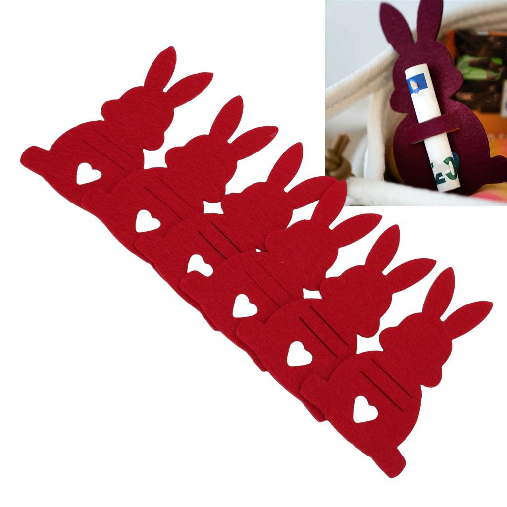 6PCS Easter Bunny Money Holders Funny Felt Cash Holder Card for Banknote Holding Party Decoration Red
