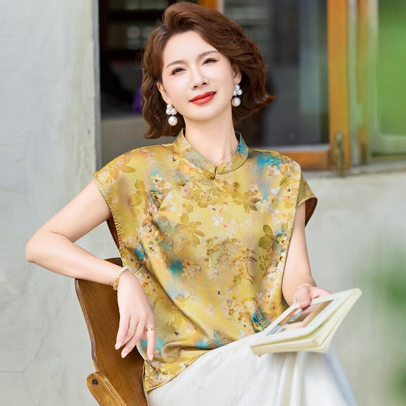 New Chinese Style Floral Print T-shirt for Women 3XL
