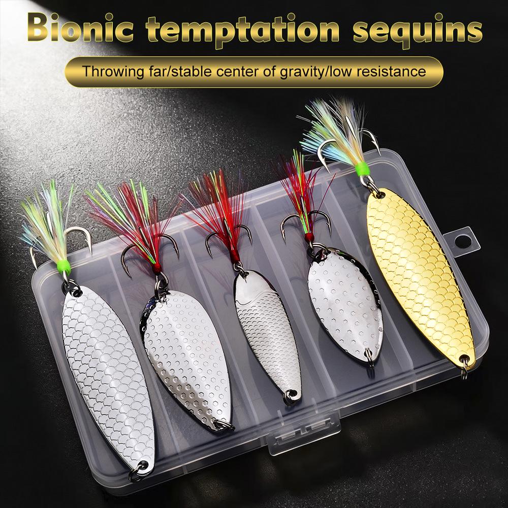 Metal Spoon Bionic Lure Set with Gift Box, 5 pcs
