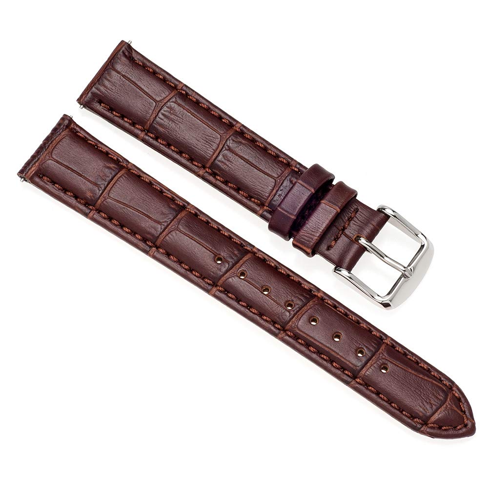 Watch strap, watch band, genuine leather, Italian leather, crocodile pattern, easy click, brown.