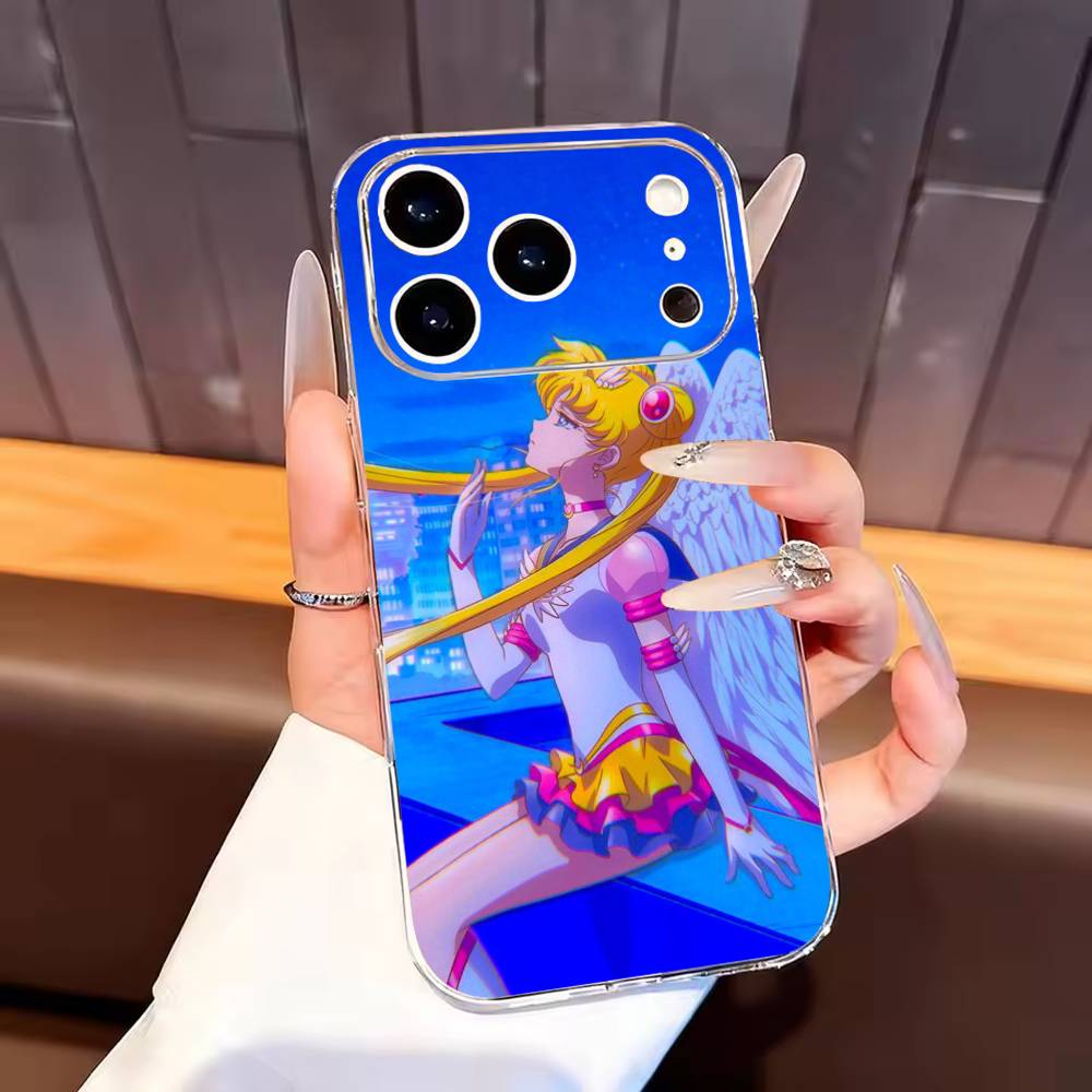 S-Sailor Moon Anime Phone Case For iPhone17,16,15,14,13,12,11 Plus,Pro Max Soft Transparent Cover
