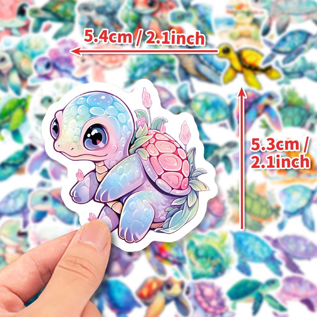 50 Blue Sea Turtle Stickers Cartoon Turtle Graffiti Stickers Colorful Ocean Turtle DIY Scooter Stickers