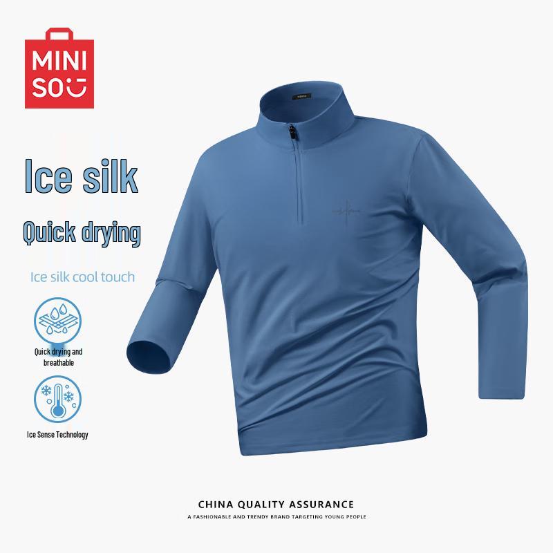 MINISO Men s Half-Zip Quick-Dry Training Long Sleeve T-Shirt L