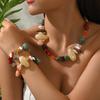 Irregular Colorful Resin Beads Necklace and Bracelet Set Vacation Stages and Music Festivals Fashion Jewelry Hot Sale Party Gift