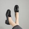2026 Spring Style Square Head Coarse Heel Loafers Women's Comfortable British Style Deep Mouth Single Shoes
