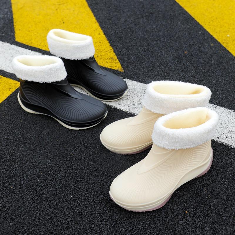 New rain shoes women's non-slip short tube waterproof shoes fashionable adult outdoor kitchen work shoes short rubber shoes