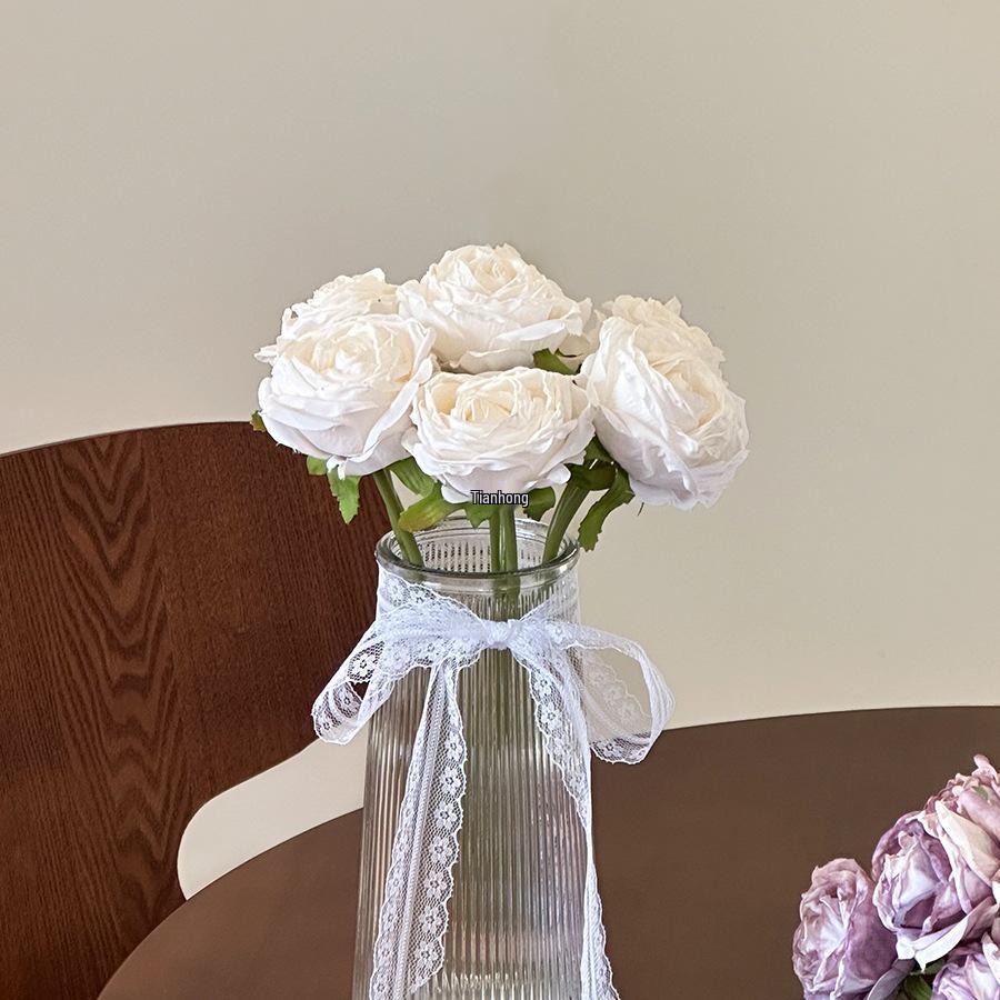 Rose Artificial Flower Arrangement for Living Room Dining Table - Preserved Dried Bouquet Vase Decoration