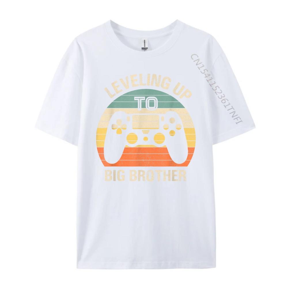 Leveling up to Big Brother 2025 funny gamer vintage kids men Funny T Shirts Men Couples Cotton T Shirt Men Tops  Tees