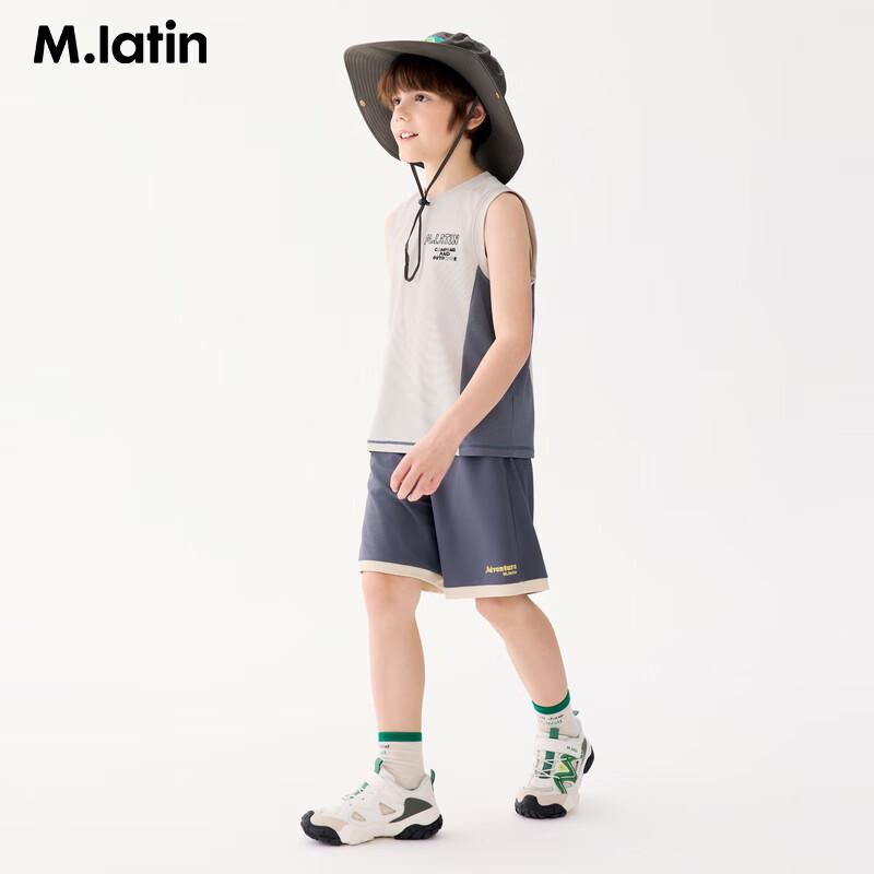 M.Latin Boys' Color-blocked Back Pattern Two-piece Summer Set