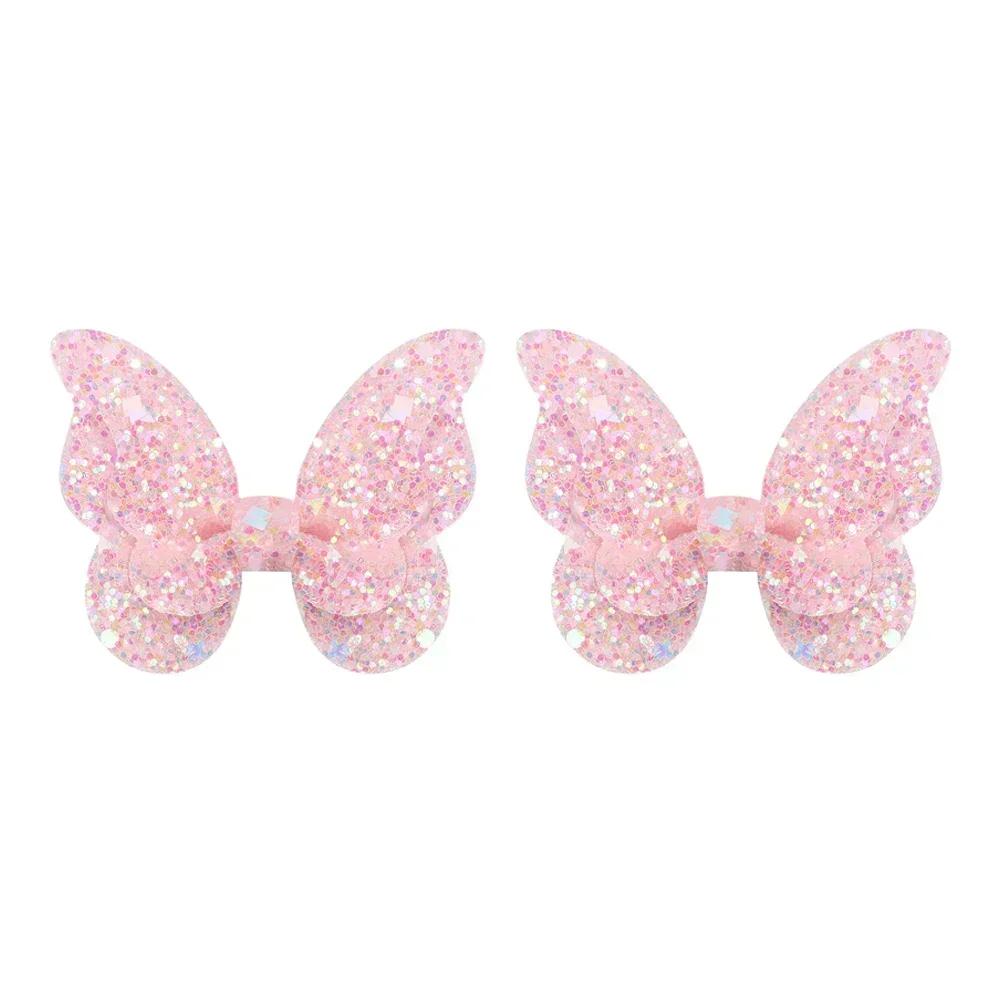 2/4/5Pcs Girls Cute Sequins Double Butterfly Hair Clip Bow Hairpins DIY Headwear Bow Decor Hairgrip Toddler Hair Accessories