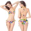 2025 Women's Floral Lace-Up Bikini with Chest Pad