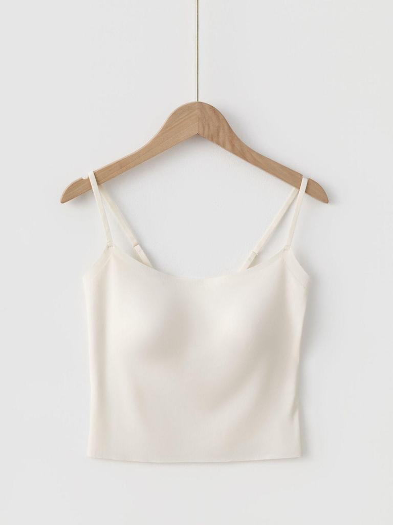 Ice Silk Seamless Camisole: Integrated Cup Strappy Tank for Women