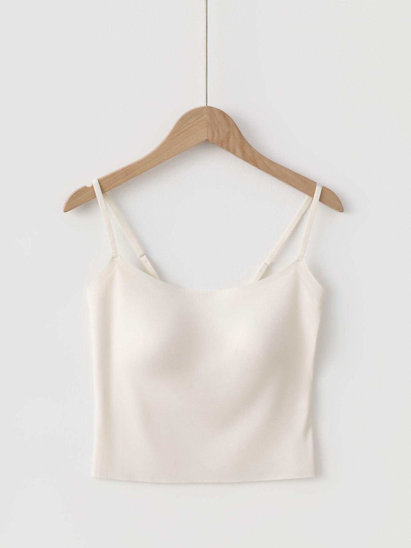 Бесшовный топ-майка из ледяного шелка: Женский топ-майка со встроенными чашечками на бретельках XL/115-135 lbs