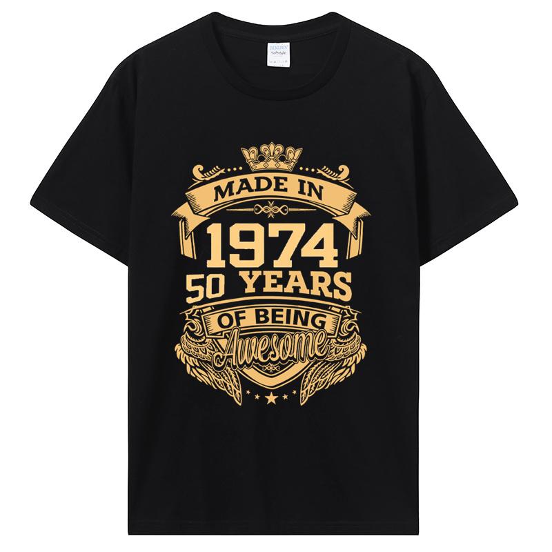 Staré Vintage 1974 Narozeninové Pánské Dámské Tričko Manželka Manžel Dárky k Narozeninám Nápisy Citát Grafické Oblečení Oversized Tričko