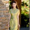 Green short-sleeved national style new Chinese Suzhou long cheongsam improved young women's high-end sense can be worn daily in summer